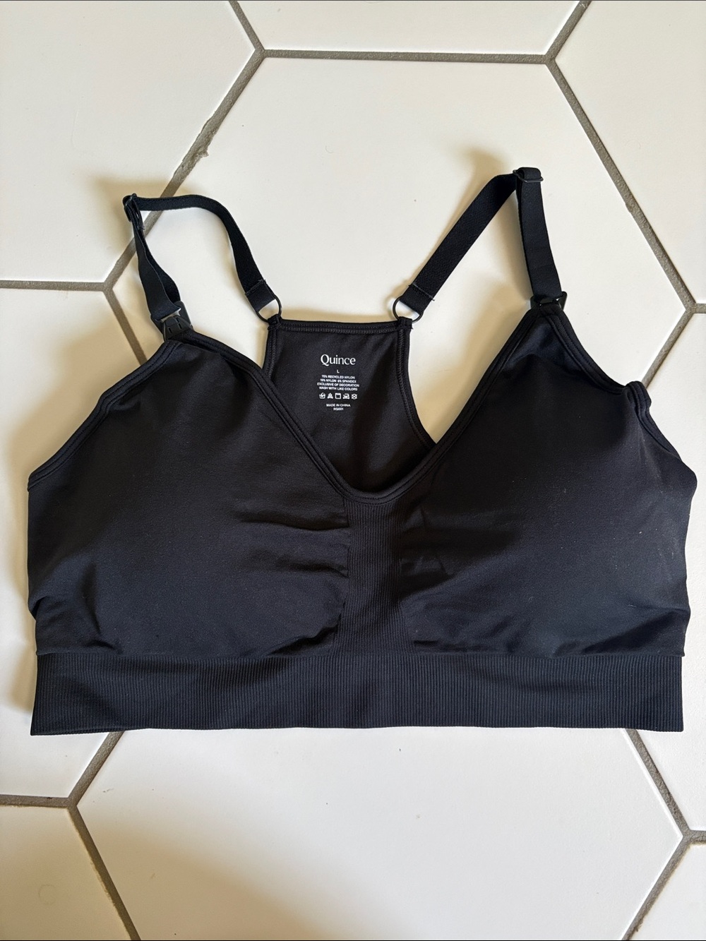 Quince Black Seamless Nursing Bralette with Adjustable Straps